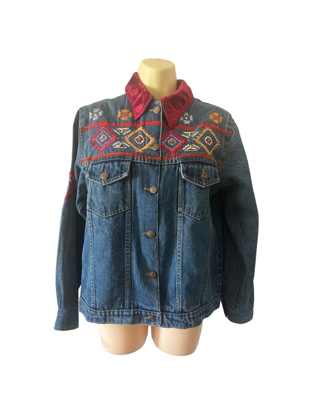 Shaver Lake Vintage Embellished Denim Jean Jacket Misses Size Small